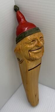 Vintage Norwegian Hand Carved Handheld Wooden Nutcracker of Bearded Man